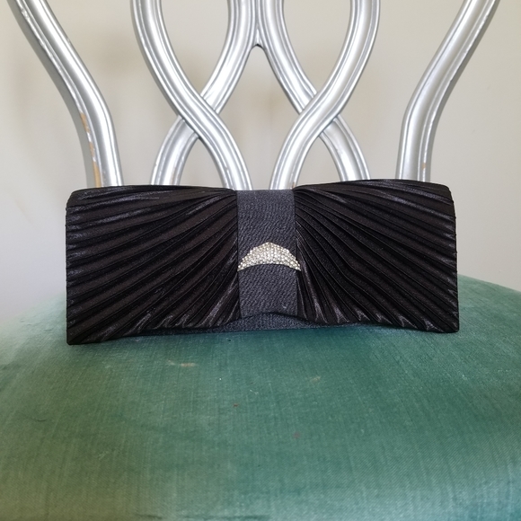 Handbags - NWOT Black Clutch with Jeweled Details
